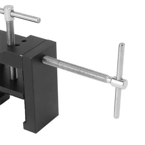 Professional Cabinet Face Frame Clamps equipped with exact drill guides, showing steel design and clamping mechanism.