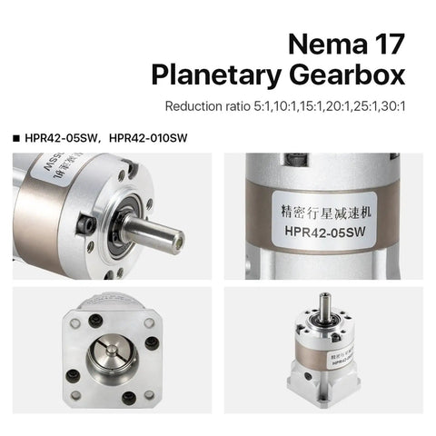 Heavy Duty Nema 17 Stepper Motor Precision Planetary Gearbox with 5:1 reduction ratio for CNC routers and DIY projects.