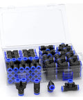 Super Cool 6mm Push Fit Pneumatic Hose Connector Kit With 24 Pieces For Easy Air Line Quick Release And Perfect Precision Fitting Use In Tight Spaces, black plastic case
