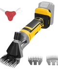 High Capacity Cordless Sheep Shears with detachable blades, featuring adjustable grip for comfortable use.