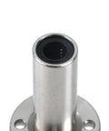 Close-up of Four Pack Extra Long Round Flange Linear Ball Bearings 8mm Bore 15mm OD 45mm Wide With 40mm Rail Length