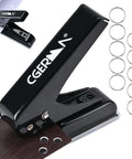 Heavy Duty Single Hole Punch For 0.25 Inch Holes, 30 Sheet Capacity with 10 Loose Leaf Binder Rings, black, side view