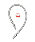 Heavy Duty Air Compressor Quick Connect Jumper Hose 20 Inch Long features stainless steel braided construction and red sealing tape.