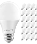 An A19 LED Bulb 75W Equivalent 1100 Lumens 3500K Natural White Dimmable Energy Star Enclosed Fixture Rated E26 Medium Base Indoor And Outdoor 24 Pack Ideal For Ceiling Fans Lamps Chandeliers And Outdoor Fixtures display of bulbs