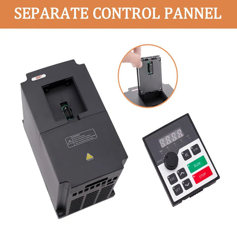 5.5KW VFD Inverter For CNC Spindle Motor Converts Single Phase To 3 Phase 220V 25A with separate control panel
