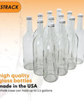Go To 12 Pack Clear Glass Bottles With No Sweat White Screw Caps, 750ml for DIY Wine and Small Batch Beer.