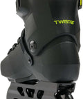 Rear view of Twister XT Mens Fitness Inline Skates For Urban Performance And Commute Black Lime showing wheels and back support