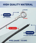 2 Prong Pigtail Wire Plug Pack showing high quality material with ground ring terminal and positive wire