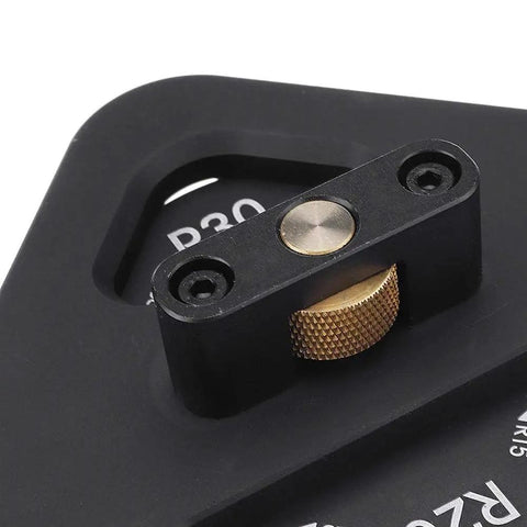Ace Your Weekend Carpentry Projects With This Legit Four In One Router Corner Jig Machined From Hardened Aluminum Alloy showing R30 adjustment knob.