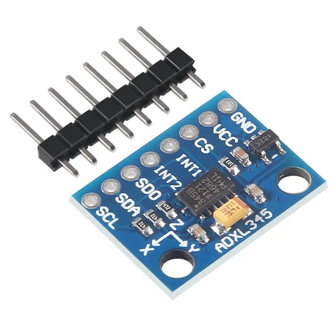 GY 291 3 Axis Accelerometer Module With I2C And SPI For Arduino ADXL345 Digital Tilt Sensor shown angled with pins visible