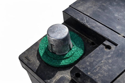 Close-up of Lead Battery Terminal Shims 8 Piece Set Restore Tight Safe Connections On Worn Or Undersized Battery Posts