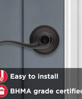 Tustin Entry Door Handle With Lock And Key Reversible Exterior Lever for Front Entrance and Bedrooms Venetian Bronze Finish