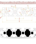 Diagram of Two Pack 1220mm 2080 T Slot Aluminum Extrusion 20x80mm European Standard Anodized Linear Rail