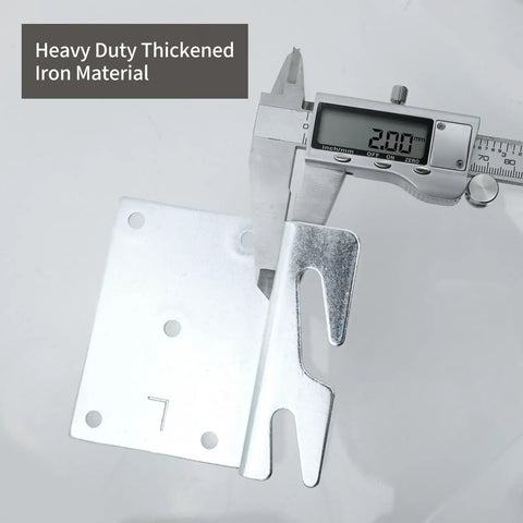 Premium Top Notch Heavy Duty Four Pack Bed Rail Brackets forged from solid zinc iron with precise measurement of 2mm.