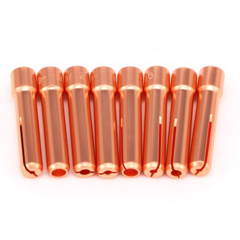 Badass TIG Welding Torch Accessories Kit Packed With Stubby Gas Lens Collets, set of 7 copper collets for WP17 WP26 torches.