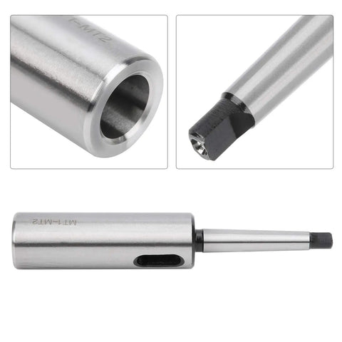 MT1 To MT2 Morse Taper Drill Sleeve Reducing Adapter Lengthened High Speed Steel CNC Fixture Tool With 0.015mm Precision For Lathe And Milling Machines, Ultra Tight Runout, Pro Grade Machining Performance, MT1-MT2
