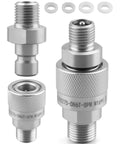 Two Pack M16 To M14 Hydraulic Quick Connect Fittings With Built In Plunger Set, durable carbon or stainless steel parts.
