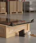 Heavy Duty Black PP Corner Protectors For Shipping And Handling on wooden crate with tools, edge guards for furniture glass and stone slabs