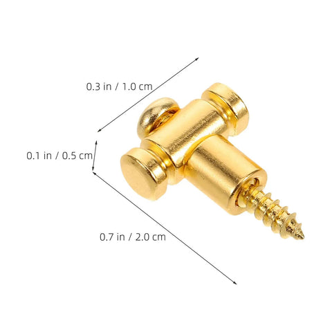 Top Tier Brass Guitar Roller String Retainers Fit Electric Guitars Perfectly, showing golden brass roller with dimensions.