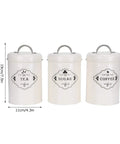 Boost Your Pantry Game With This Three Piece Airtight Kitchen Storage Jar Set Crafted From Thick Powder Coated Iron, 11x19cm.