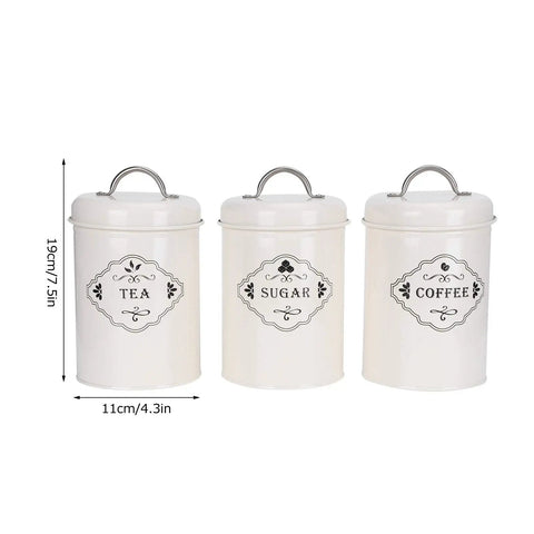 Boost Your Pantry Game With This Three Piece Airtight Kitchen Storage Jar Set Crafted From Thick Powder Coated Iron, 11x19cm.