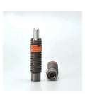 Adjustable Light Load Spring Plunger With Smooth Threaded Telescopic Lock Pin For Dead Simple Install And Hella Secure Grip For Any Tight Mechanical Assembly Task, showcasing metal body and orange accents.