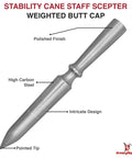 Unfailing Stability Cane Staff Scepter Spear Prop High Carbon Steel Construction With Intricate Authentic Design weighted butt cap