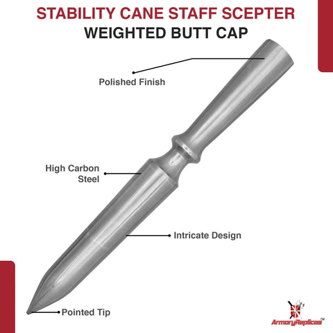 Unfailing Stability Cane Staff Scepter Spear Prop High Carbon Steel Construction With Intricate Authentic Design weighted butt cap