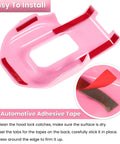 Pink hood latch lock bracket cover with adhesive for 2018-2024 Wrangler JL JLU and Gladiator JT, 2 pack.