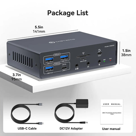 Thunderbolt Docking Station Expands 3 4K 60Hz Displays For M1 M2 M3 M4 MacBook Pro Air with USB ports and SD slots.