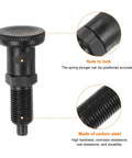 M10 X 1 Thread carbon steel push fit ball nose spring plunger with locking nut and threaded shaft for jigs and fixtures.