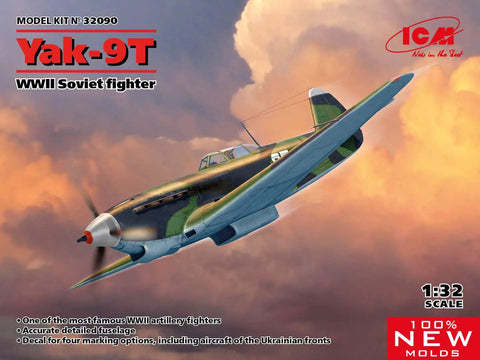 Box art of Yak-9T WWII Soviet Fighter Model Kit 1:32 Scale With Easy Assembly Self-Printed Decals And Realistic Plastic Detailing