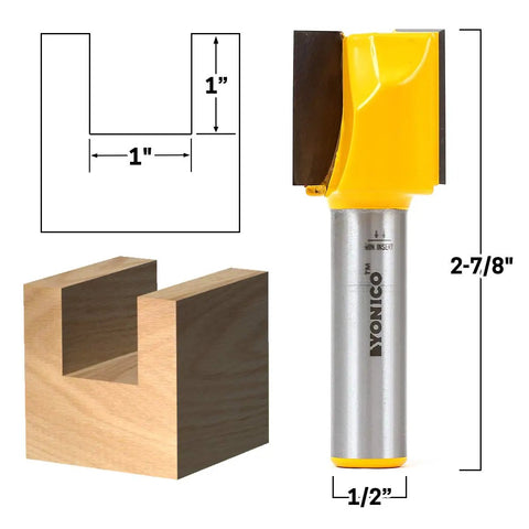 Killer 1 Inch Straight Router Bit Built To Rip Through Wood Like Butter Featuring 1 Inch Cutting Length And Solid 1/2 Inch Shank, with dado groove example.