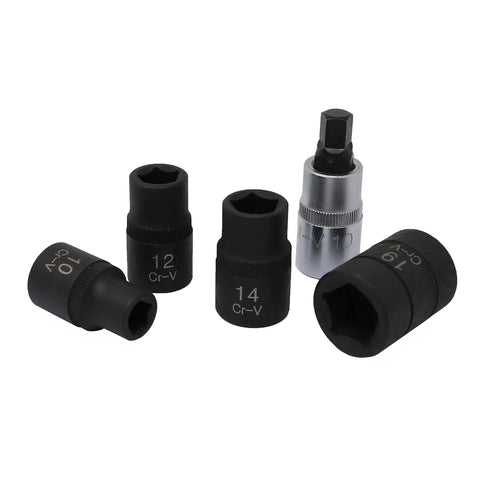 Professional 5 Point Socket Set, 5-Piece Pentagon Sockets For Brakes, Nissan Fuel Pumps, And Honda Rear Trailing Arms