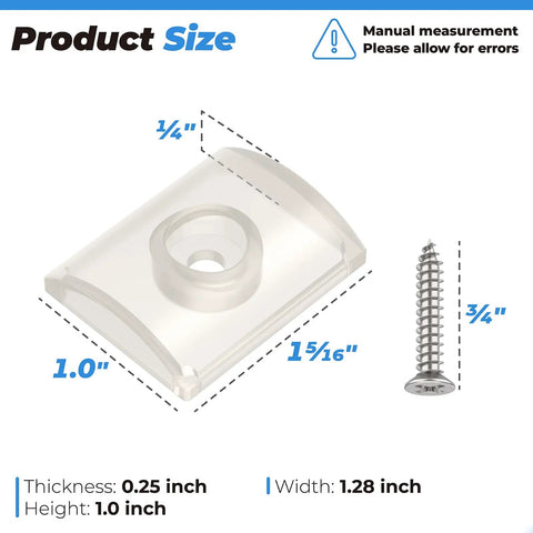 Clear Wall Jamb Bumpers For Sliding Glass Shower Doors And Tub Enclosures Quiet Scratch Resistant Door Stops showing dimensions and a screw.