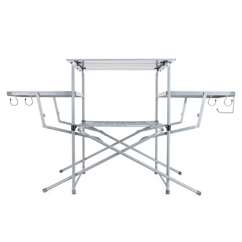 Portable Grill Table With Tons Of Prep Space For Camping, Tailgating, Picnics, And Boating. Foldable, Collapsible Design shown front view
