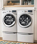 Heavy Duty Laundry Room Wall Stickers Featuring Wash And Dry Vinyl Decals For Your Home With Straight Up Minimalist Diy Decor Vibes In Crisp White Wall Accent Look on washer doors.