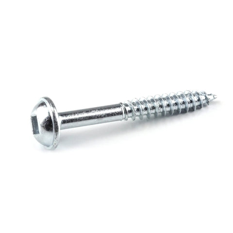 Close-up of 1-1/4 Inch Fine Thread Zinc Pocket Hole Screw with Maxi-Loc Head for Indoor Woodworking, ideal for hardwoods.