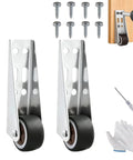 Rock Solid Vertical Track Rollers For Heavy Sliding Doors Featuring Hella Smooth Rubber Casters Built Tough with screws and tools.