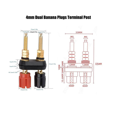 Four Pack Long Threaded Dual Banana Plug Speaker Terminals With Nailed Down Performance And Zero Hassle Wiring For Serious Homemade Audio Setups That Sound Dang Amazing. 4mm dual banana plugs with gold contacts.