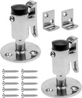 Two Pack Marine Grade 316 Stainless Steel Door Stopper Catch Set with rubber bumpers and mounting screws for boat or camper use.