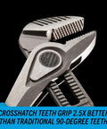 SpeedGrip High Carbon Steel Tongue And Groove Pliers with crosshatch teeth and push-button lock, made in USA