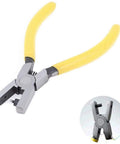 2mm Round Hole Punch Pliers For Leather Watch Straps And Multi Material Craft Projects with yellow handles, close-up view.