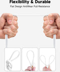 Hands pulling Cat 8 Ethernet Cable 6M 20Ft Ultra Fast Shielded 40Gbps 2000MHz Flat RJ45 demonstrating flexibility and durability.