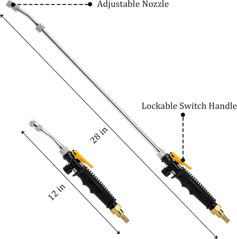 Beefed Up 28 Inch Stainless Sprayer Wand With Brass Barbs For One Quarter And Three Eighth Inch Hoses with adjustable nozzle