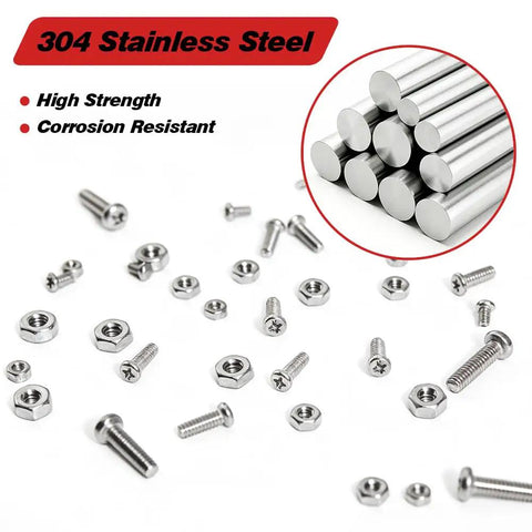 1110 Pcs Micro Screw And Nuts Kit Stainless Steel Phillips Screws M1 for electronics, showing various screws and nuts, corrosion resistant