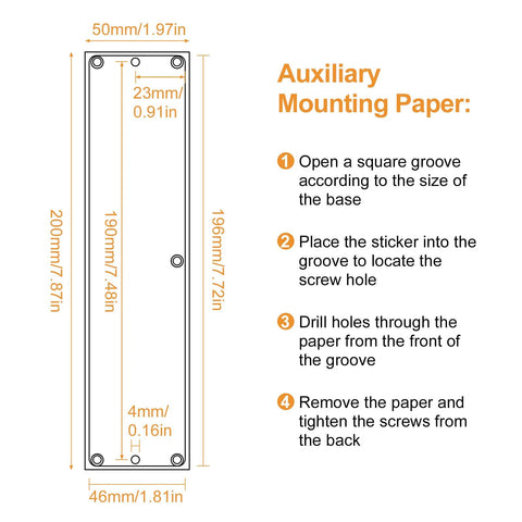 Installation instructions with measurements for Zinc Alloy Flush Pull Handles Set Of 2 For Sliding Doors And Drawers