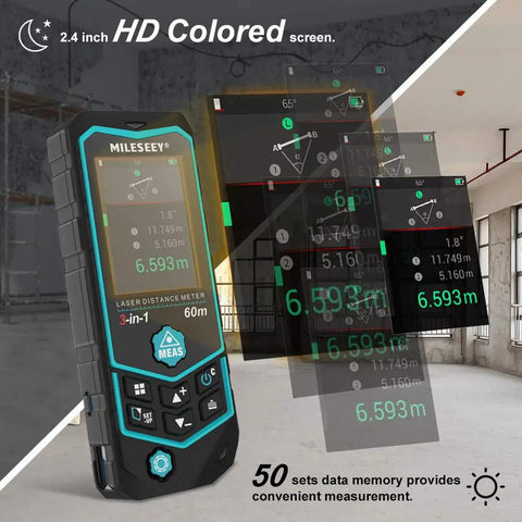 3 In 1 Laser Measure With Built In Wheel For Curved Surfaces And Arc Length Pythagorean Point To Point Area And Volume Measurement