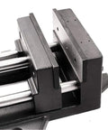 Close-up of Tough As Nails Quick Slide Drill Press Vise built from high grade iron with precision ground jaws and 4.75 inch opening.