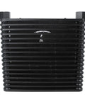 Front view of a Heavy Duty Hydraulic Radiator Oil Cooler with Air Cooling Plate and Pin Heat Exchanger for Industrial Systems, black fins